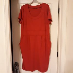 Red Wiggle Dress with Pockets